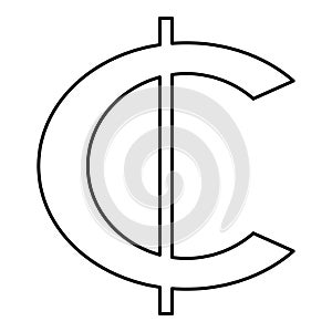 Ghana Cedi currency symbol money sign cash GHS Ghanaian contour outline line icon black color vector illustration image thin flat