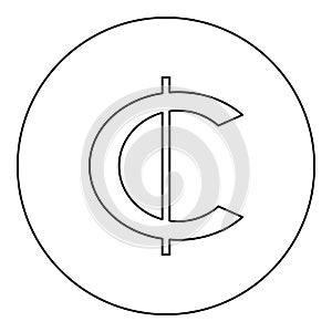 Ghana Cedi currency symbol money sign cash GHS Ghanaian icon in circle round black color vector illustration image outline