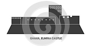 Ghana, Elmina Castle, travel landmark vector illustration