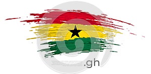 Ghana flag. Brush strokes, grunge. Stripes colors of the ghanaian flag on a white background. Vector design national poster,