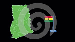 Ghana Flag and Map Shape Animation