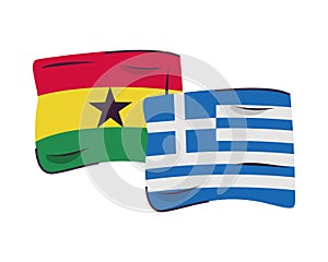 Ghana and grece flags countries isolated icon