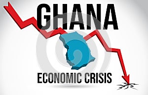 Ghana Map Financial Crisis Economic Collapse Market Crash Global Meltdown Vector