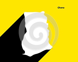 Ghana Map on retro poster with long shadow. Vintage sign easy to edit, manipulate