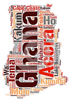 Ghana top travel destinations word cloud