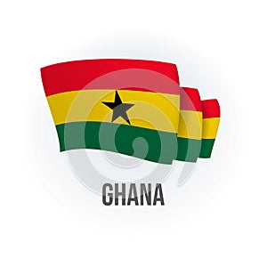 Ghana vector flag. Bended flag of Ghana, realistic vector illustration