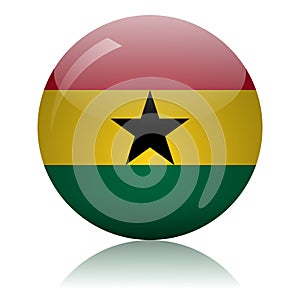 Ghanaian flag glass button vector illustration