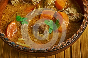 Ghanaian palmnut soup with goat