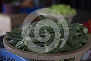 Okra in basket from Ghana Market