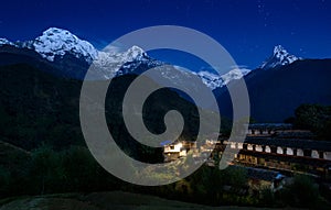 Ghandruk and the Annapurna massif at night photo