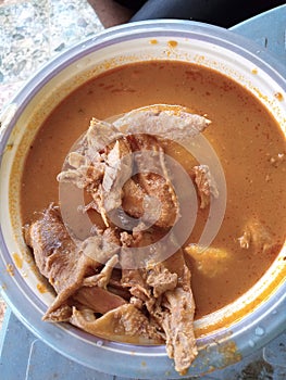 Ghanian dish called Fufu with Chicken meat