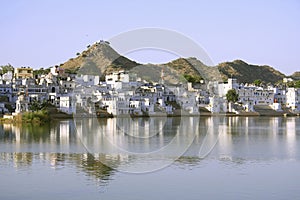 Ghats on pushkar lake, rajasthan