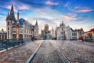 Ghent, Belgium at day, Gent old town