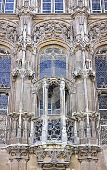Ghent, Belgium - a fragment of the Gothic facade of the City Hall