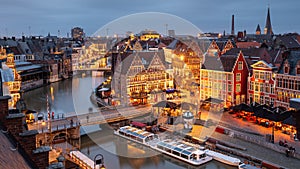 Ghent, Belgium Old Town Skyline