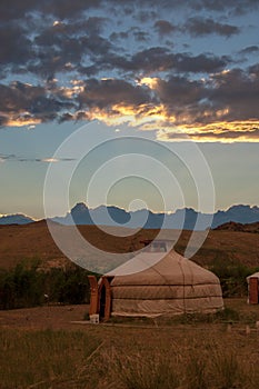 Gher tent at sunset