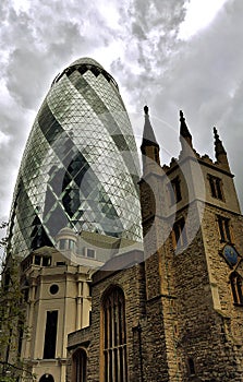 Gherkin and Saint Andrew Undershaft church