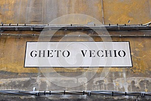 Gheto vechio old ghetto , street plate in Venice