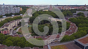 Ghetto Building Mehring place city Berlin Fantastic aerial top view flight drone