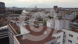 Ghetto Building Mehring place city Berlin. Nice aerial top view flight drone