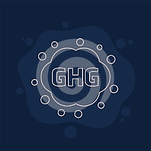 GHG, greenhouse gas line vector icon photo