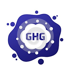 GHG icon, greenhouse gas vector