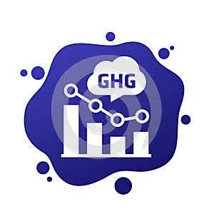 GHG, reducing greenhouse gas icon with a graph photo