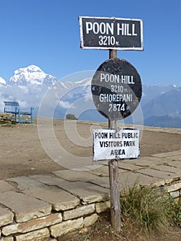 Ghorepani Poon Hill sign, Nepal