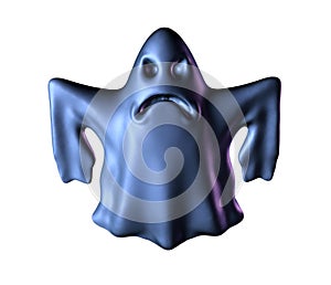 Ghost blue smacking on white background 3D illustration.