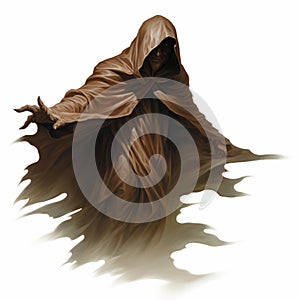 Ghost In Brown Cloak: A Dark Fantasy Digital Painting