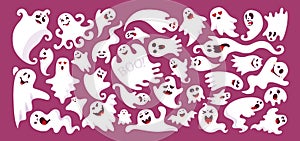 Ghost colored flat cartoon set Halloween vector