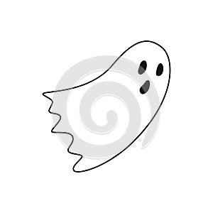 Ghost doodle. Hand drawn vector illustration isolated on white.