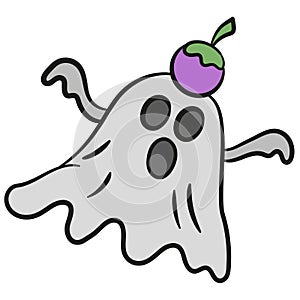 Ghost fly scare. doodle icon image