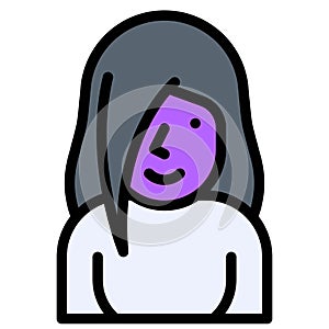 Ghost girl costume icon, Halloween costume party