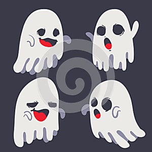 ghost halloween cute haunting emotion illustration set