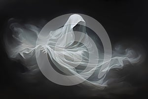 a ghost on Halloween, an old image, the style of an old illustration.