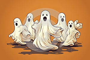 a ghost on Halloween, an old image, the style of an old illustration.