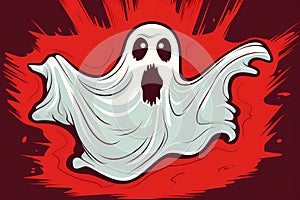 a ghost on Halloween, an old image, the style of an old illustration.