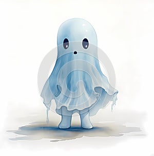 a ghost on Halloween, an old image, the style of an old illustration.