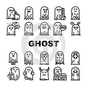 ghost halloween scary spooky icons set vector