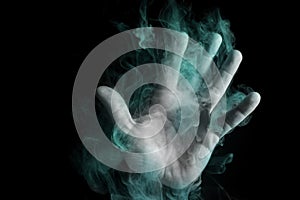 Ghost hand in smoke