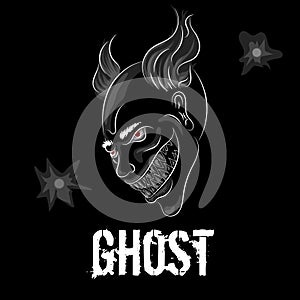 Ghost head with grin in vector, cartoon style