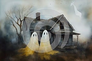 Ghost house creepy. Generate Ai
