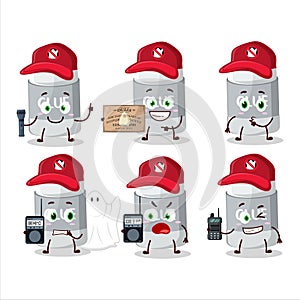 Ghost hunter cartoon glue stick character using camera