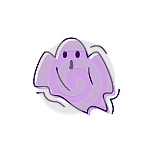 Ghost icon Halloween. Facial expression horror, Spook, Phantom sign. Thin line art design, Vector illustration