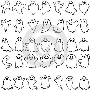 Ghost icon vector set. Phantom illustration sign collection. Specter symbol. Halloween logo. Spirit mark.