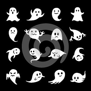 Ghost Icons Set - Scary Cartoon Ghosts photo