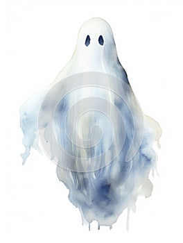 Ghost isolated on white. Watercolor style.
