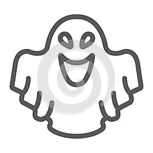 Ghost line icon, fear and halloween, poltergeist sign, vector graphics, a linear pattern on a white background
