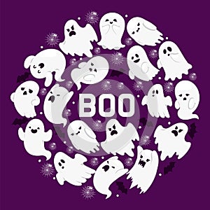 Ghost pattern vector cartoon scary spooky ghosted character illustration backdrop of Halloween holiday horror nightmare